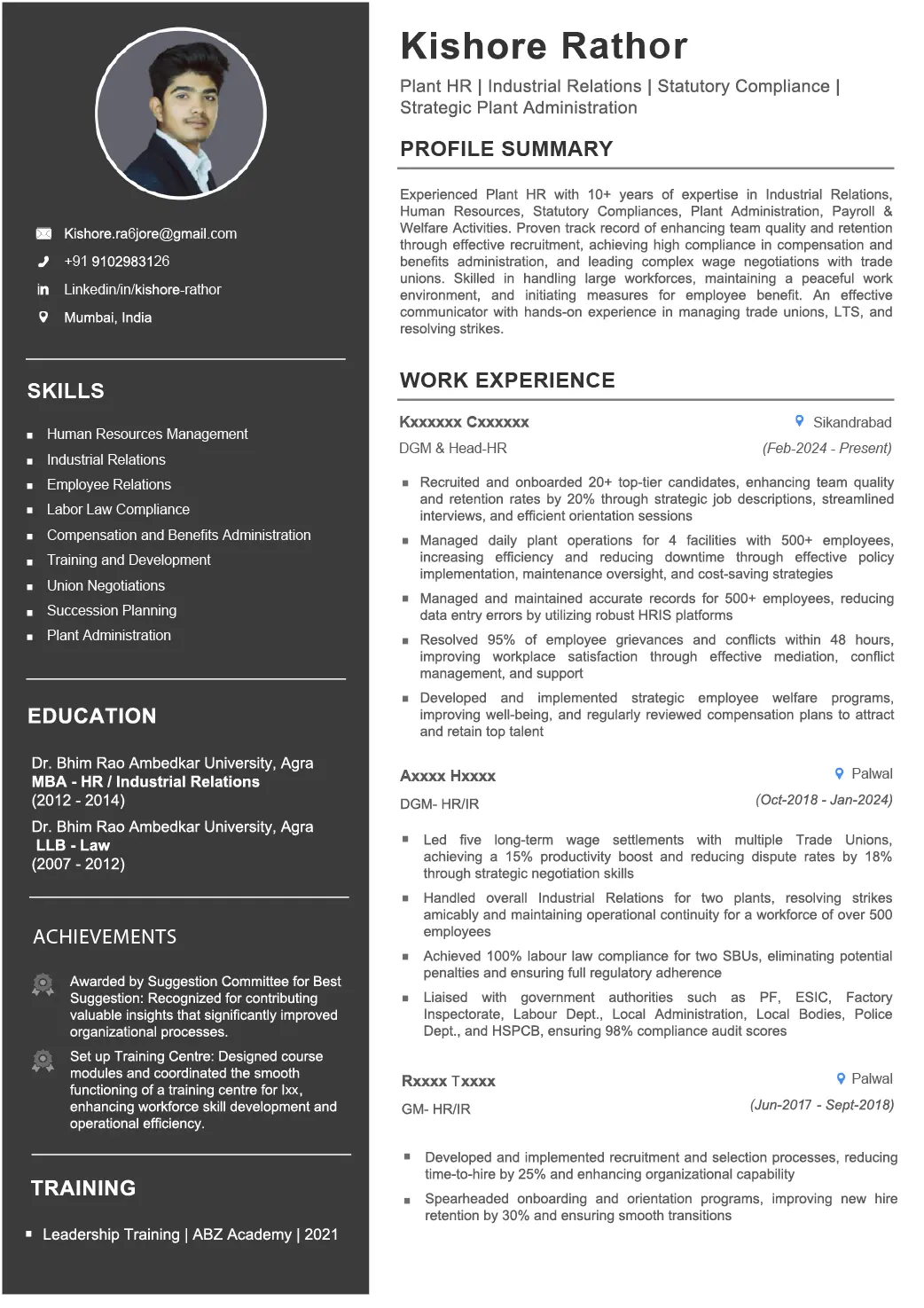 Graphite - Professional minimalist resume template